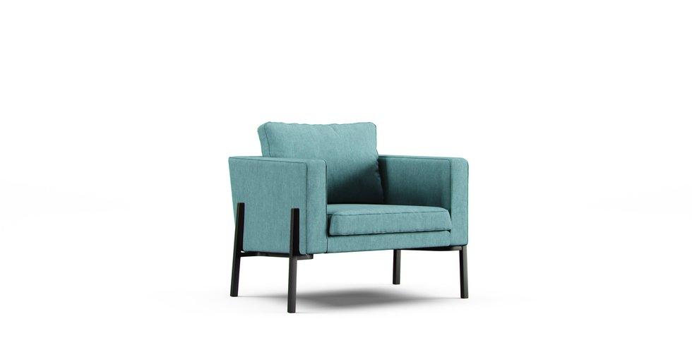 Koarp Armchair Cover - Care+ Tweed Mineral Blue