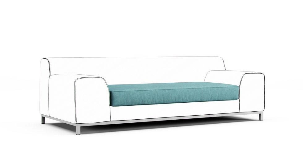 Kramfors 3 Seater Sofa, Seat Cushion Covers Only - Care+ Tweed Mineral Blue