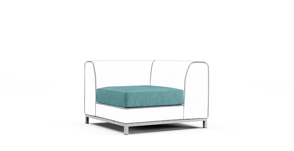 Kramfors Corner Unit, Seat Cushion Cover Only - Care+ Tweed Mineral Blue