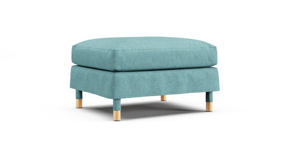 Landskrona Footstool Cover - Care+ Tweed Mineral Blue