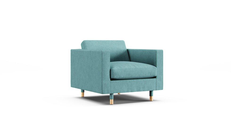 Landskrona Armchair Cover - Care+ Tweed Mineral Blue