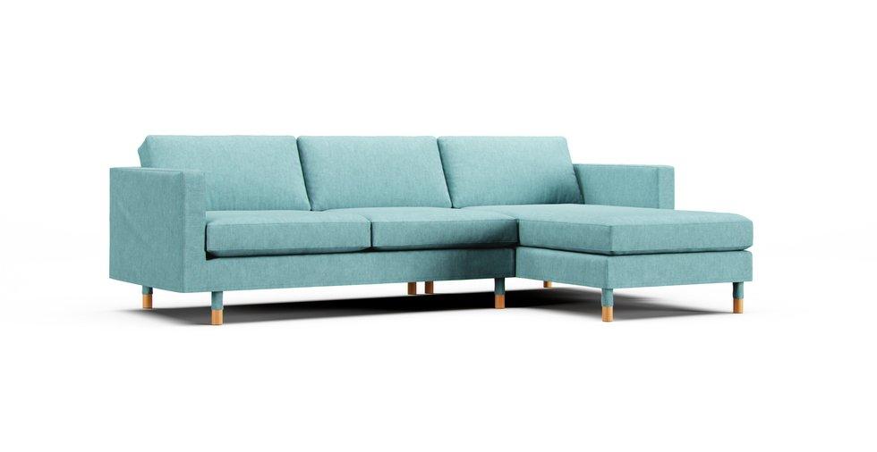 Landskrona 3-seat (with Chaise) Sofa Cover - Care+ Tweed Mineral Blue