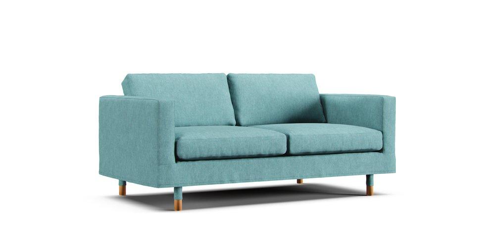 Landskrona 2-seat Sofa Cover - Care+ Tweed Mineral Blue