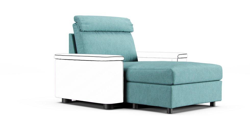 Lidhult Chaise Lounge Section Cover - Care+ Tweed Mineral Blue