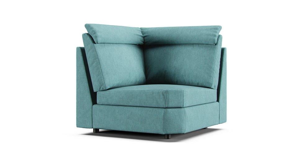 Lidhult Corner Section Cover - Care+ Tweed Mineral Blue