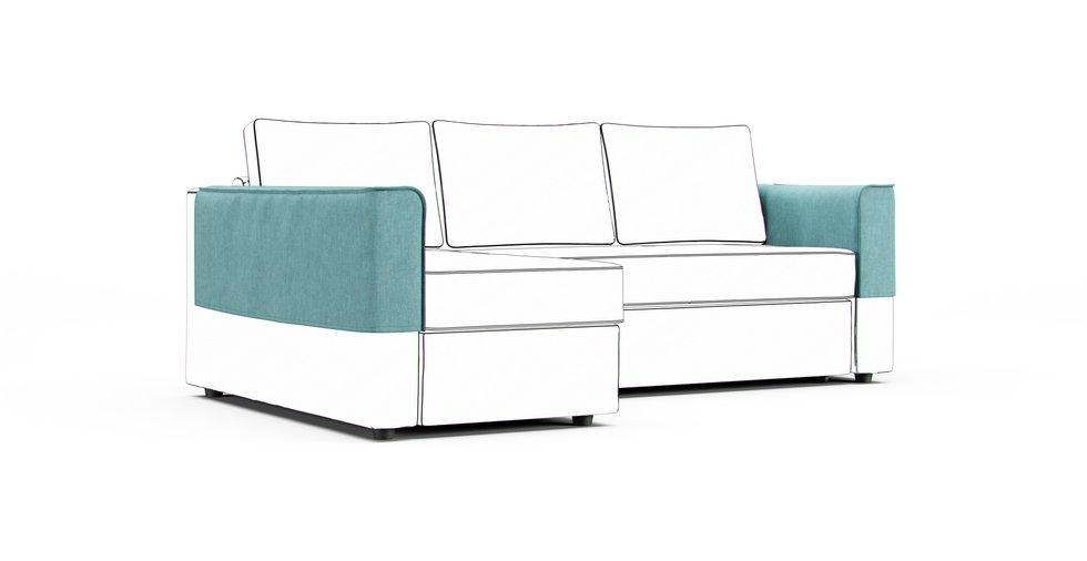 Manstad Chaise Armrest Protector Covers - Care+ Tweed Mineral Blue