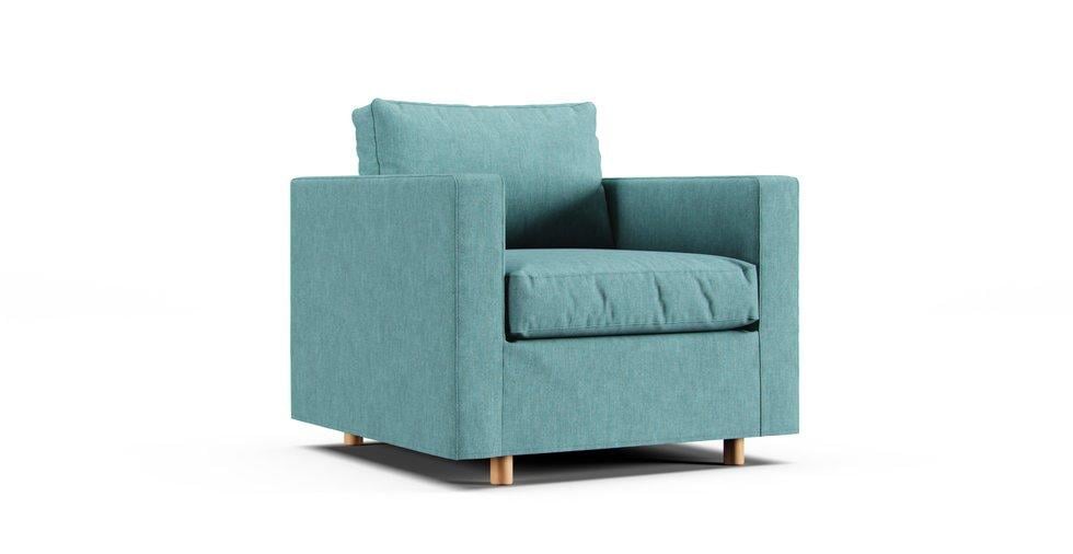 Morabo Armchair Cover - Care+ Tweed Mineral Blue