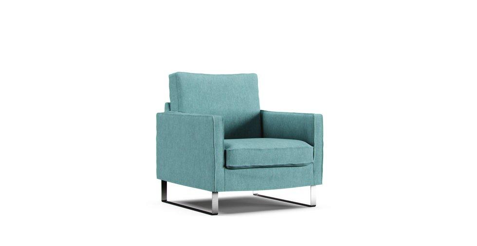 Mellby Armchair Cover - Care+ Tweed Mineral Blue