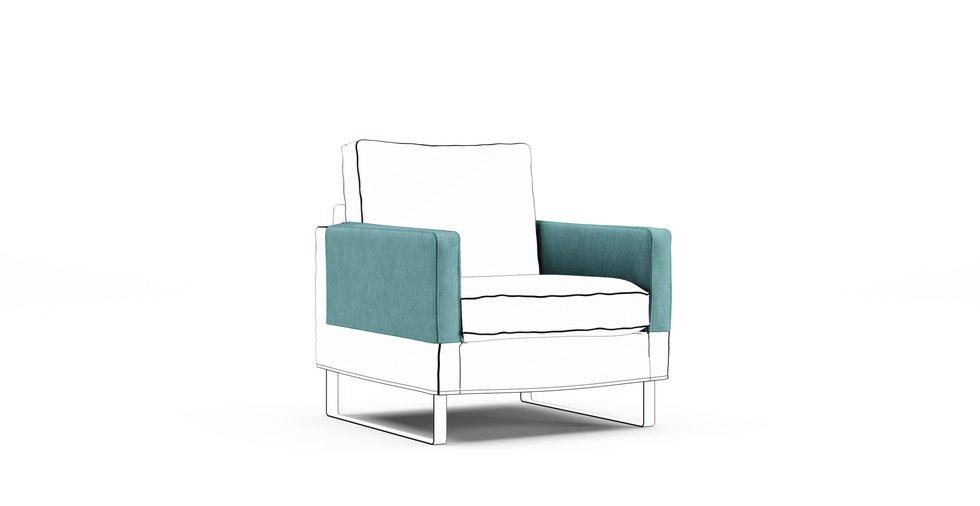 Mellby Armrest Protector Covers — Add On - Care+ Tweed Mineral Blue