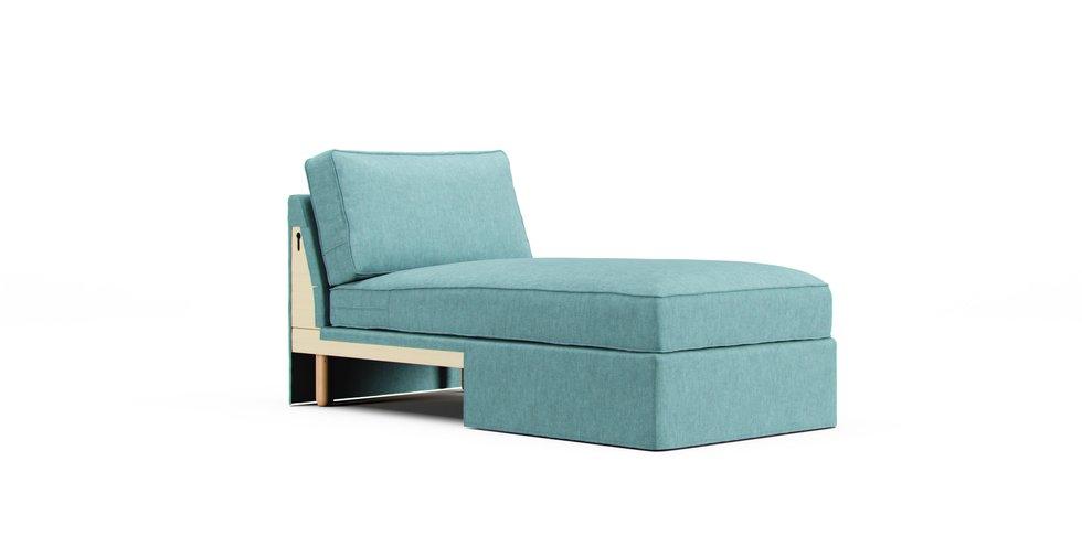 Norsborg Chaise Section Cover Only - Care+ Tweed Mineral Blue