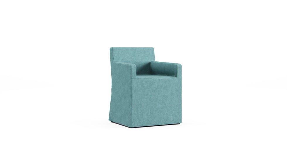 Nils Armchair Slipcover - Care+ Tweed Mineral Blue
