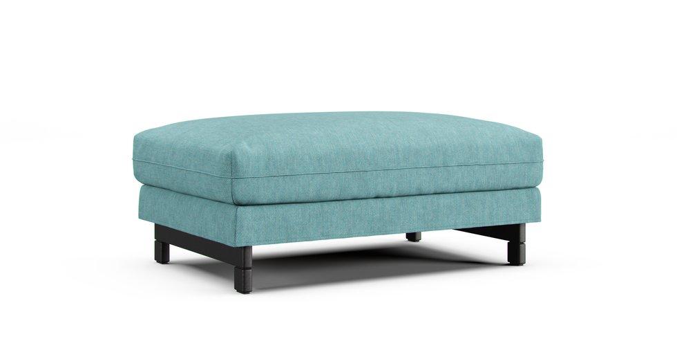 Nockeby Footstool Cover - Care+ Tweed Mineral Blue