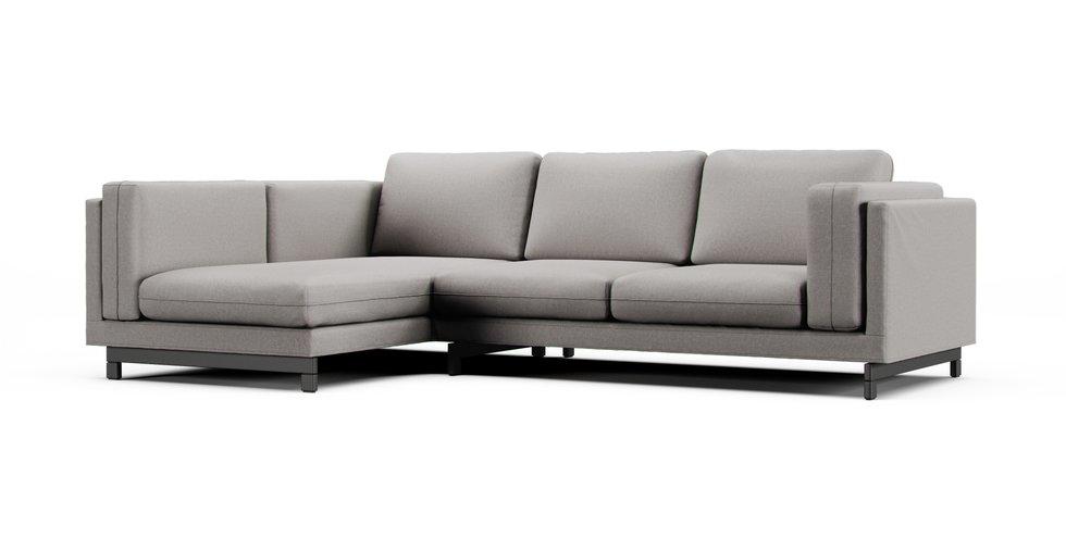Nockeby 3 Seater and Chaise Sofa Cover - Care+ Canvas Ash