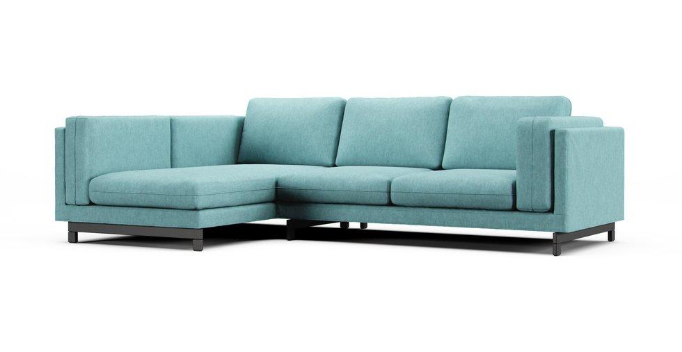 Nockeby 3 Seater and Chaise Sofa Cover - Care+ Tweed Mineral Blue