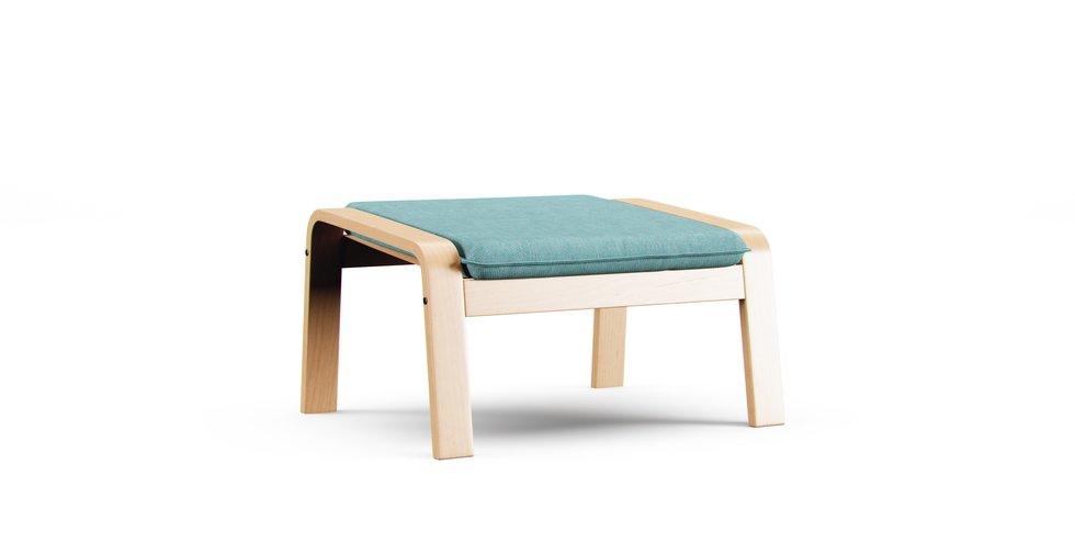 Poang Footstool Cover - Care+ Tweed Mineral Blue