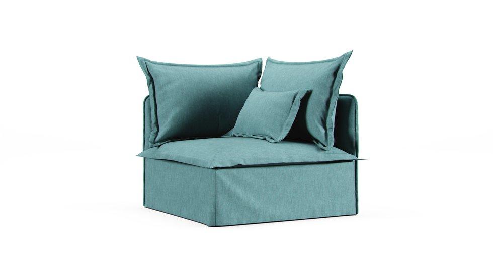 Soderhamn Corner Section Sofa Cover - Care+ Tweed Mineral Blue