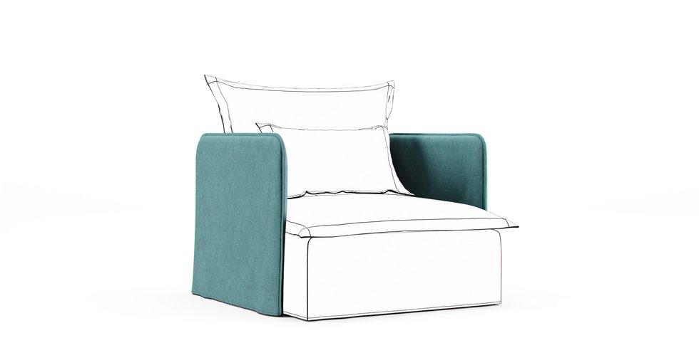 Soderhamn Armrest Cover (Pair) - Care+ Tweed Mineral Blue