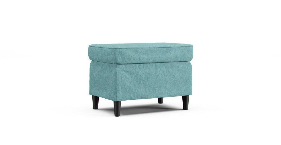 Strandmon Footstool Loose Fit Cover - Care+ Tweed Mineral Blue