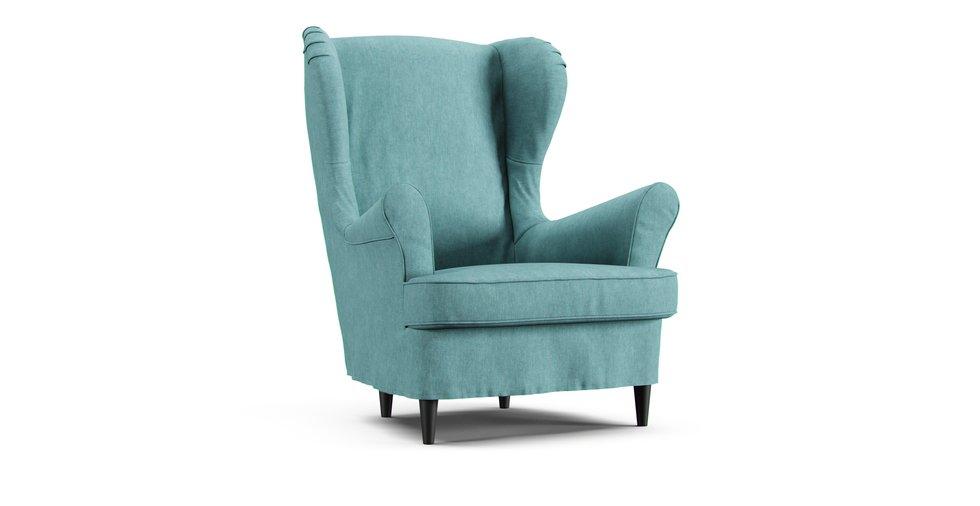 Strandmon Armchair Cover (Loose Fit) - Care+ Tweed Mineral Blue