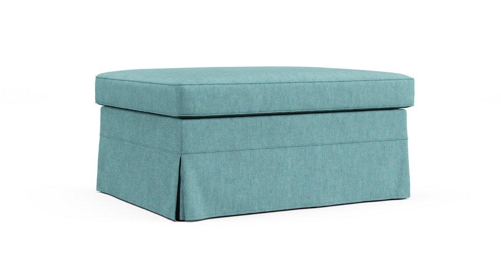 Stocksund Footstool Cover - Care+ Tweed Mineral Blue