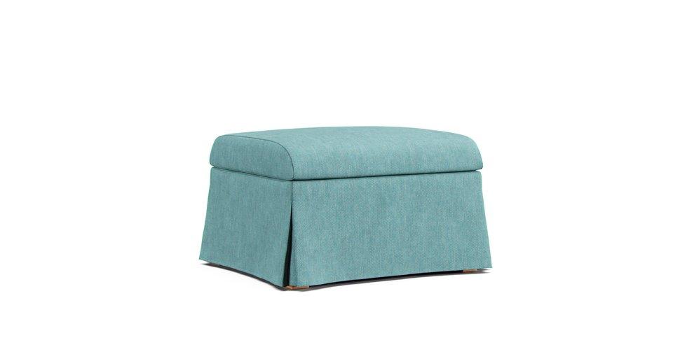 Sandby Footstool Cover - Care+ Tweed Mineral Blue