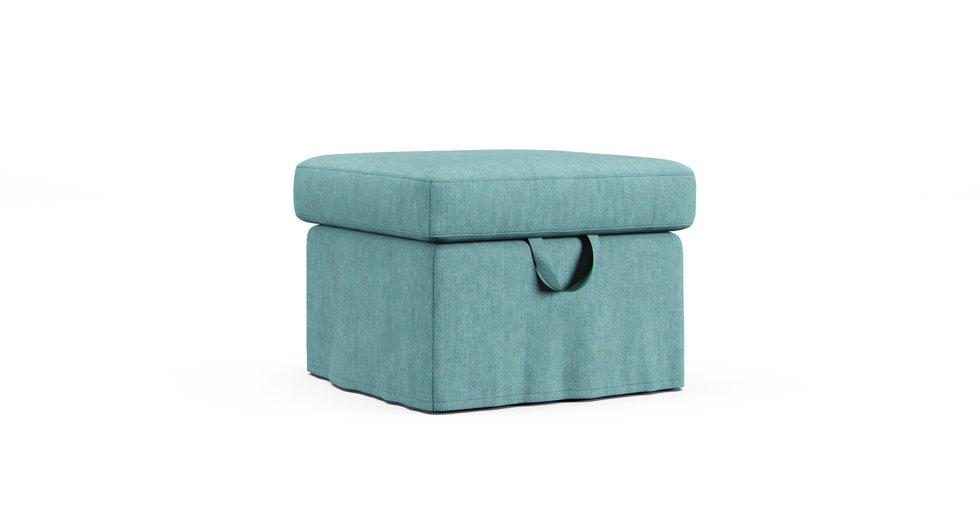 Tomelilla Footstool Cover - Care+ Tweed Mineral Blue
