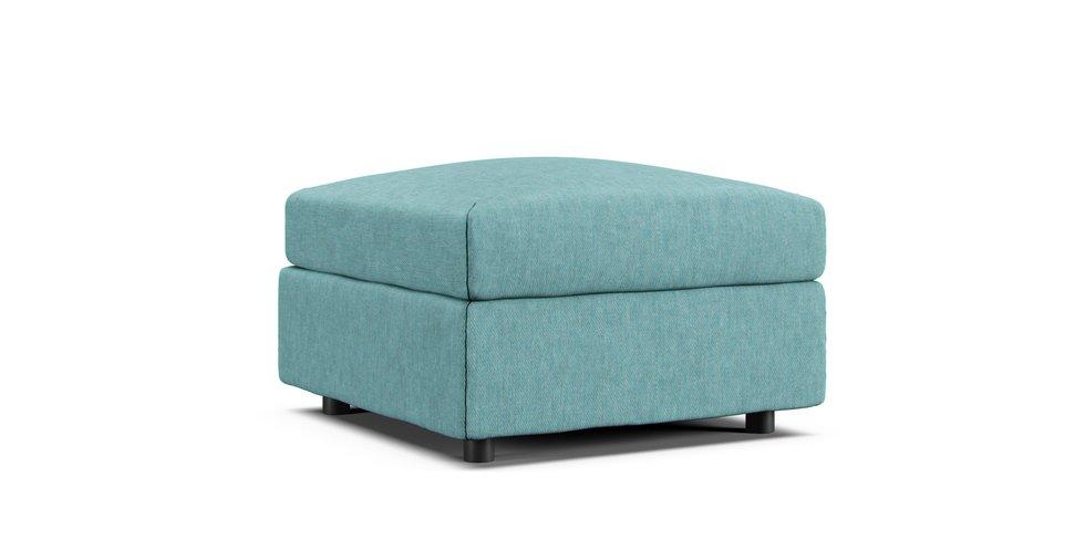 Vimle Footstool with Storage Cover - Care+ Tweed Mineral Blue