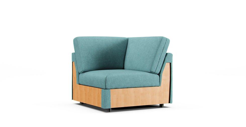 Vimle Corner Section Cover - Care+ Tweed Mineral Blue