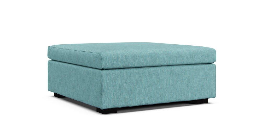 Vaxholm Footstool Cover - Care+ Tweed Mineral Blue