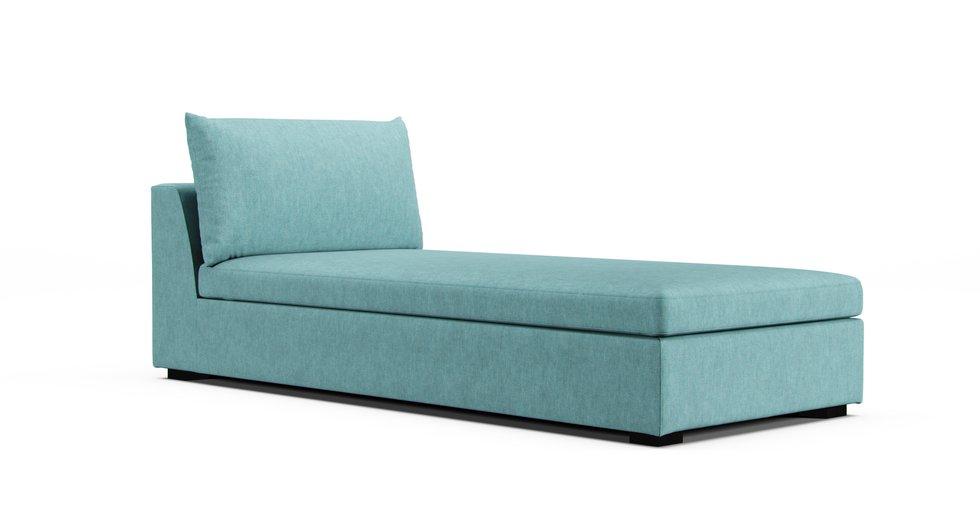 Vaxholm Bed Section Cover with storage - Care+ Tweed Mineral Blue