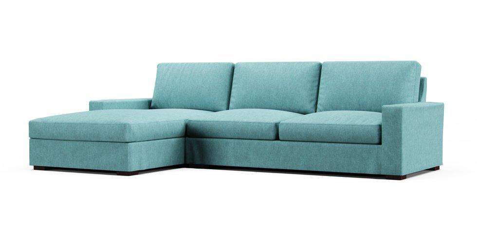 Anton Sectional Slipcover - Care+ Tweed Mineral Blue