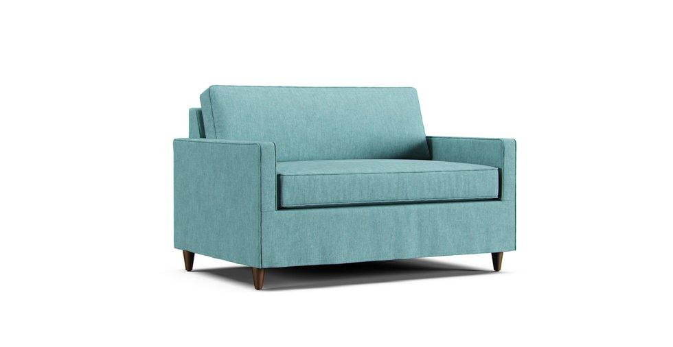 Eliot Twin Sleeper Slipcover - Care+ Tweed Mineral Blue