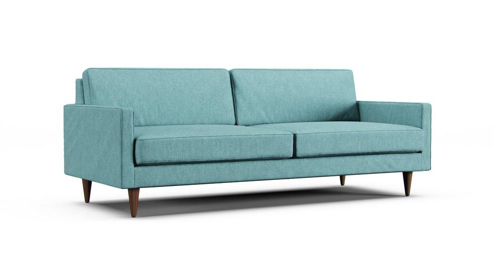Eliot 84" Sofa Slipcover - Care+ Tweed Mineral Blue