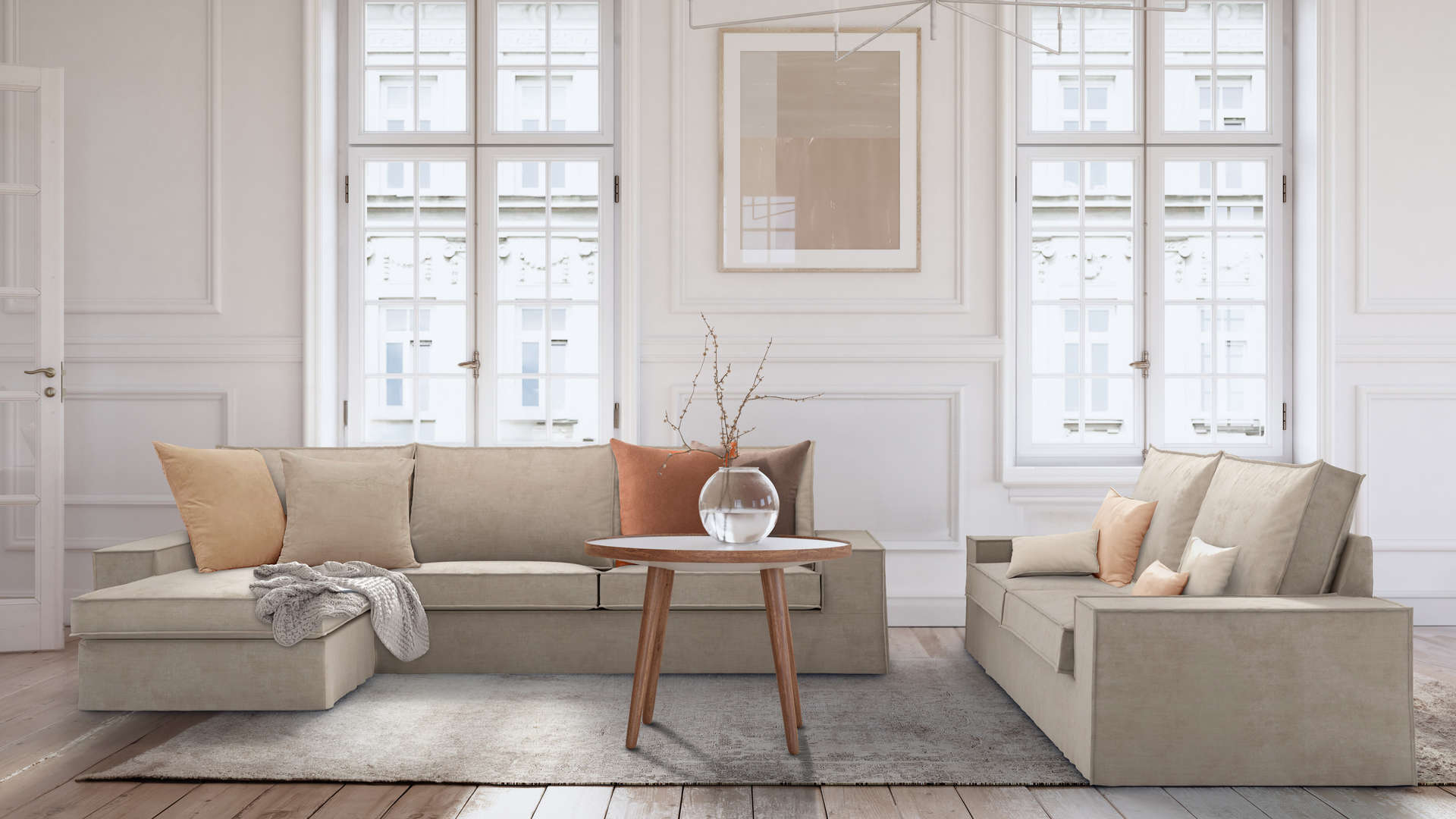KIVIK funda para sofá de 3 plazas, Gunnared beige - IKEA