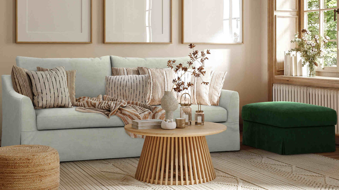 Farlov Seater Sofa Cover Everyday Cotton Sand - Main Image