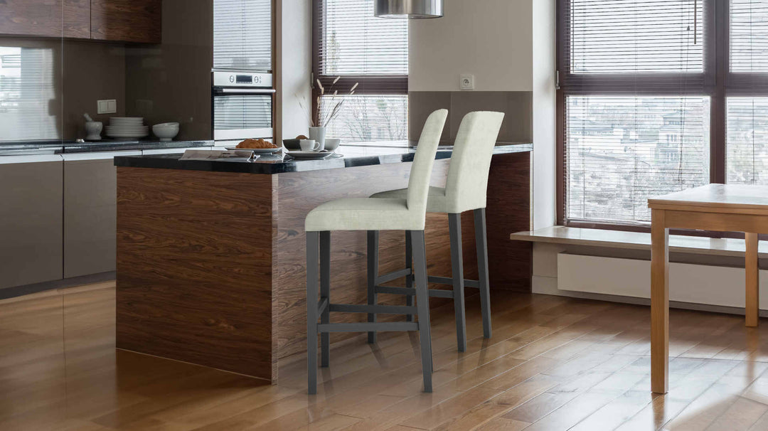 Kitchen  with IKEA Bergmund sofa in Performance Weave Stone fabric slipcover