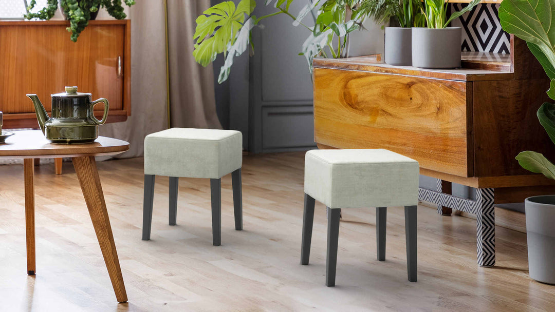 Study room with IKEA Nils sofa in Performance Weave Stone fabric slipcover