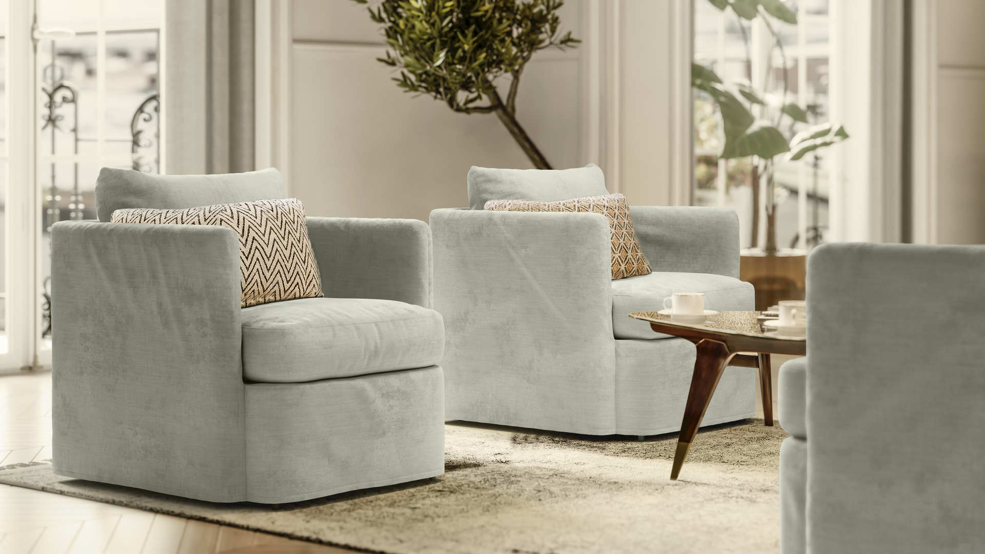 Grey 2024 slipcover chair