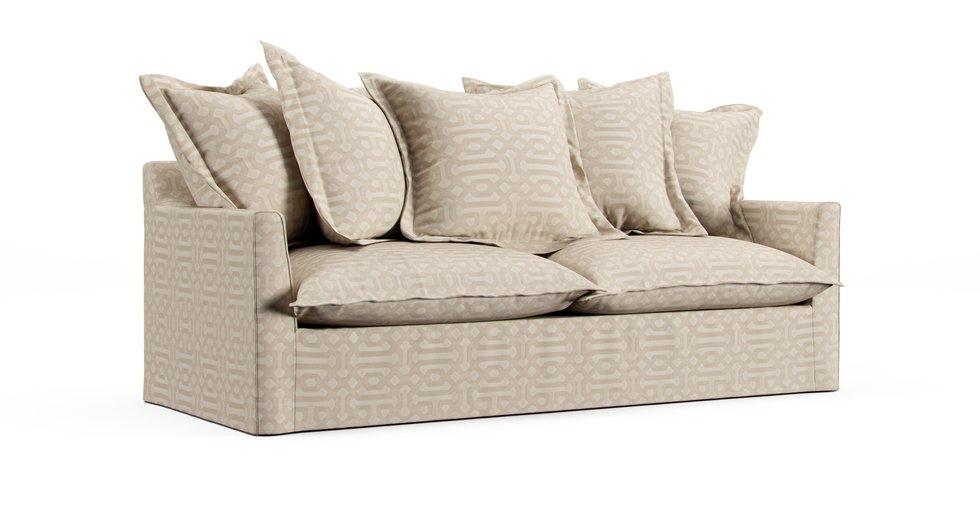Barcelone 3/4 Seater Sofa Bed Slipcover - Sunbrella® Fretwork Flax