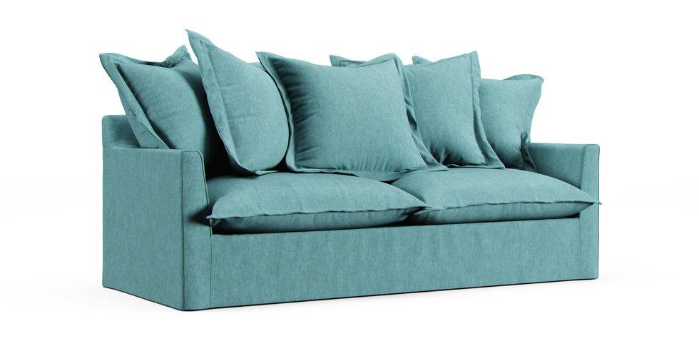 Barcelone 3/4 Seater Sofa Slipcover - Care+ Tweed Mineral Blue