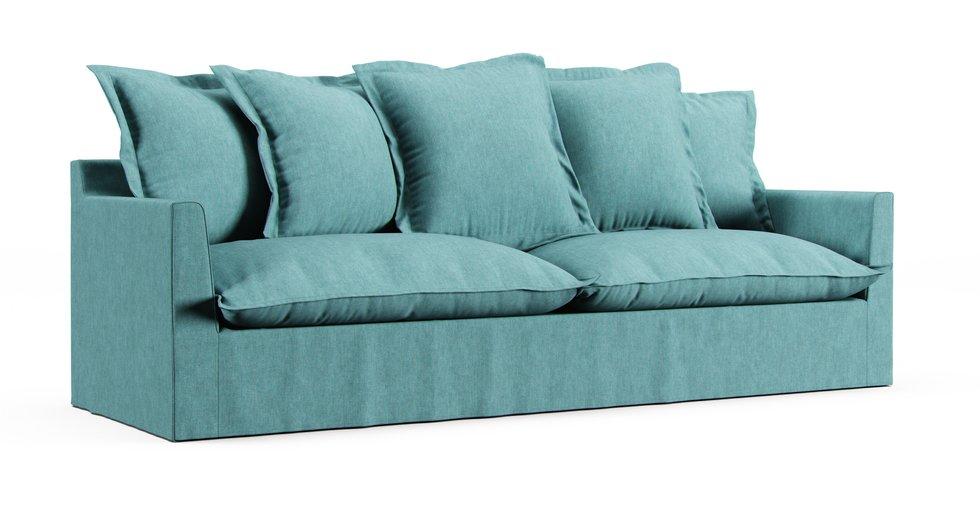 Barcelone 5 Seater Sofa Slipcover - Care+ Tweed Mineral Blue