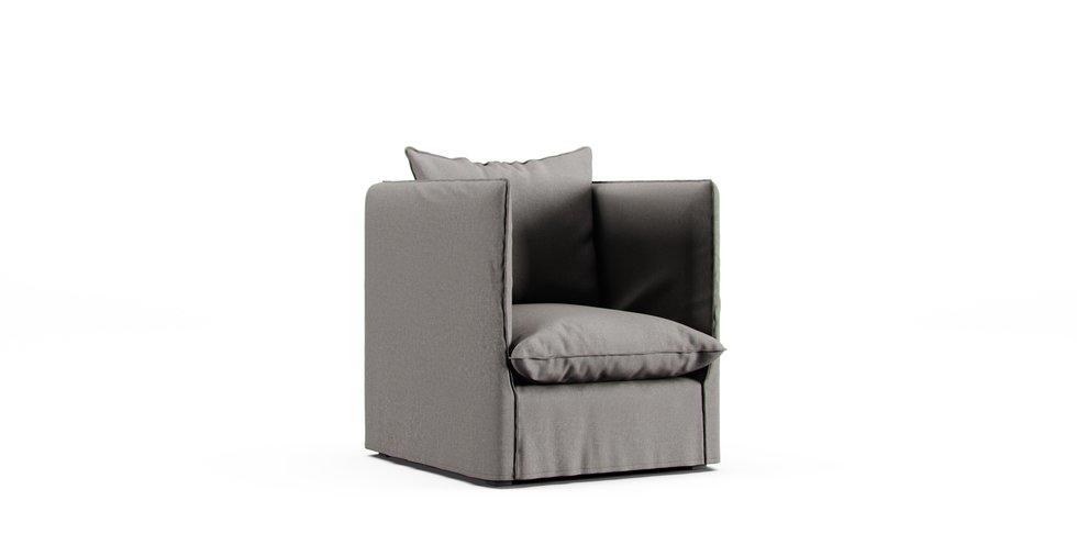 Louvain Armchair Slipcover - Care+ Canvas Ash
