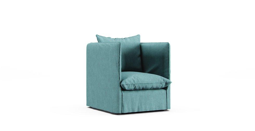 Louvain Armchair Slipcover - Care+ Tweed Mineral Blue