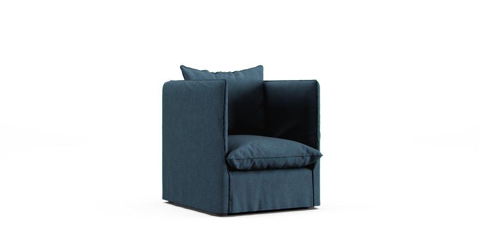 Louvain Armchair Slipcover - Care+ Tweed Teal