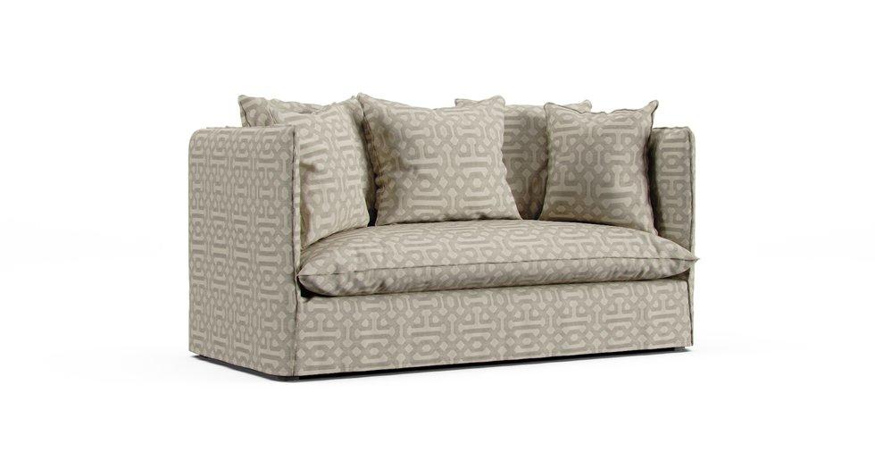 Louvain 2 seater sofa bed slipcover - Sunbrella® Fretwork Pewter