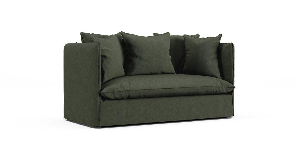 Louvain 2 seater sofa bed slipcover - Everyday Weave Basil Green