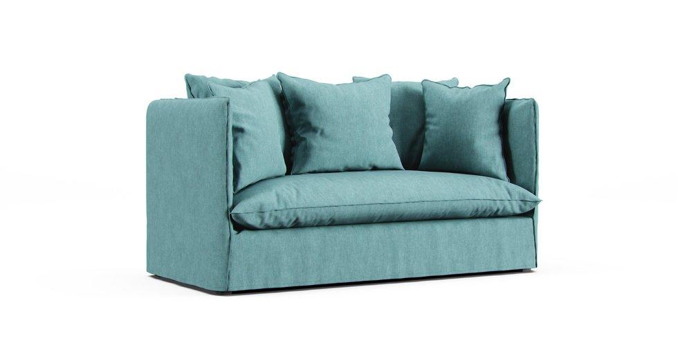 Louvain 2 seater sofa bed slipcover - Care+ Tweed Mineral Blue