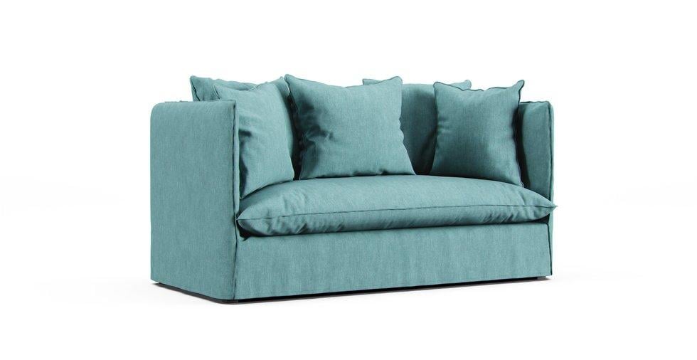 Louvain 2 seater sofa slipcover - Care+ Tweed Mineral Blue