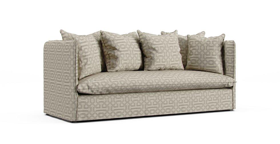 Louvain 3/4 seater sofa bed slipcover - Sunbrella® Fretwork Pewter