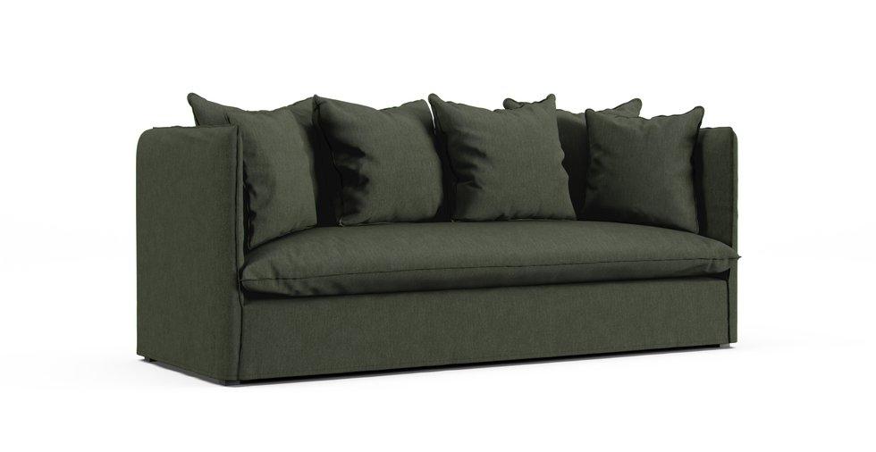Louvain 3/4 seater sofa bed slipcover - Everyday Weave Basil Green